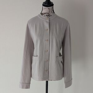 Eileen Fisher Light Gray Button-Up Blazer